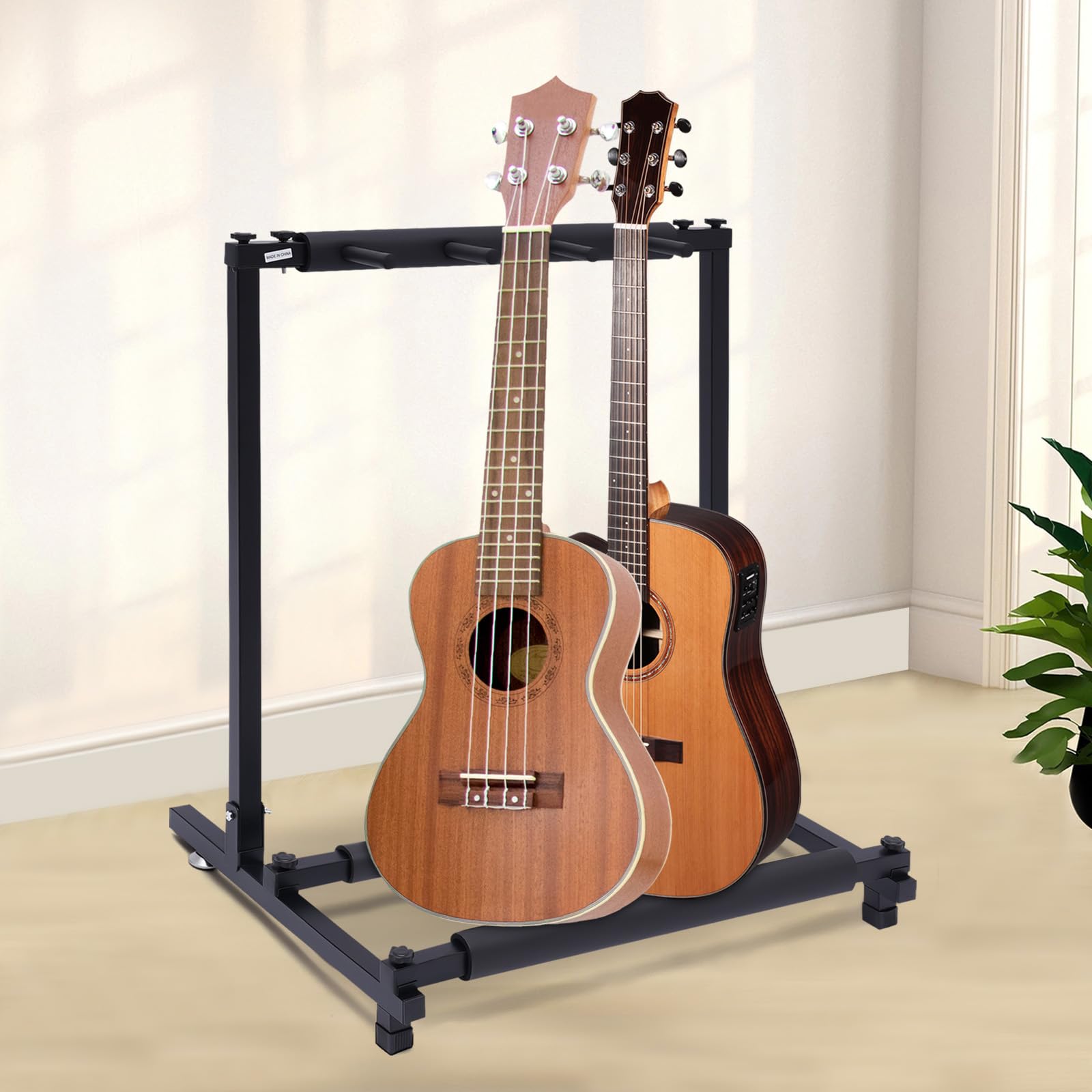 Soporte plegable para guitarra con 3 compartimentos, con espuma EVA para guitarras eléctricas, acústicas, bajos eléctricos