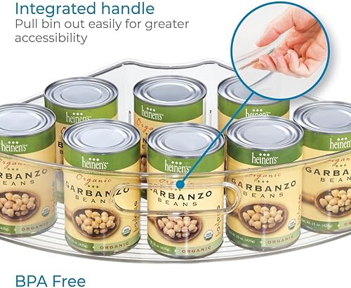 Miniatura 4 de iDesign Tocadiscos Lazy Susan de plástico reciclado, 16.5 pulgadas, cuña de 14, almacenamiento de despensa, transparente, paquete de 2