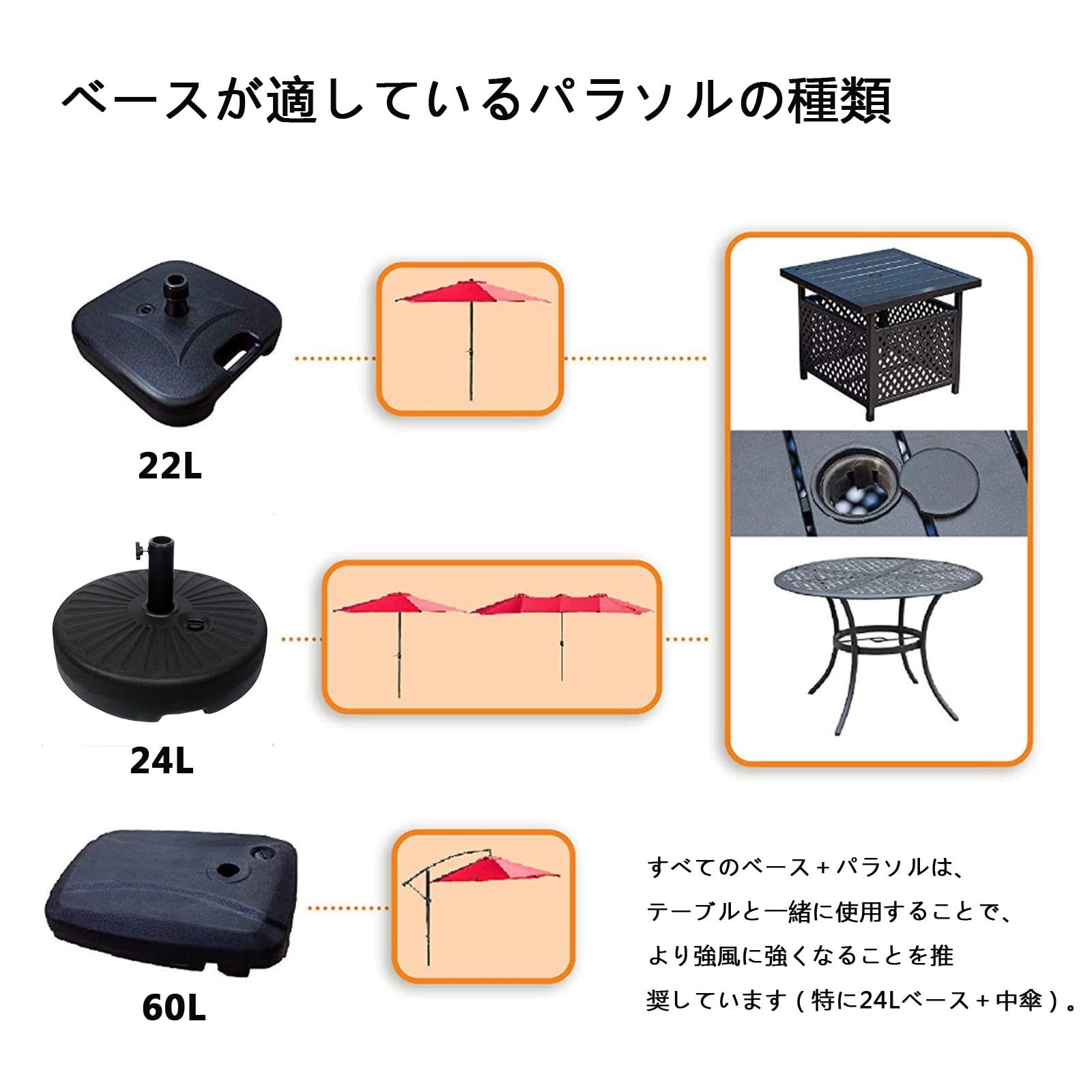 Amazon.co.jp: パラソルベース パラソルスタンド ガーデンパラソル 