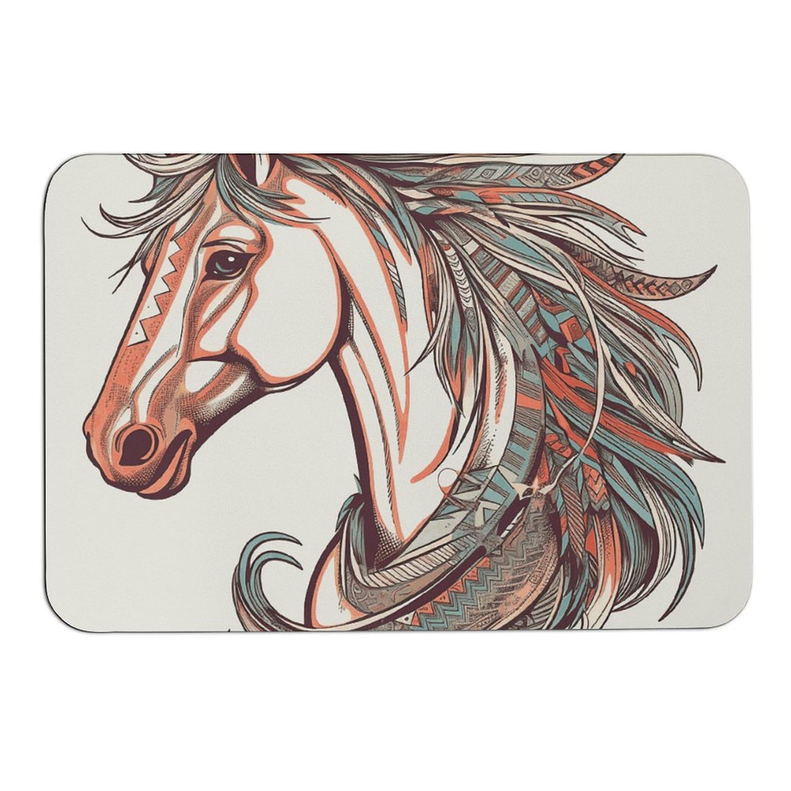 Tapis absorbant l'eau en diatomée à séchage rapide et motif cheval 60x40