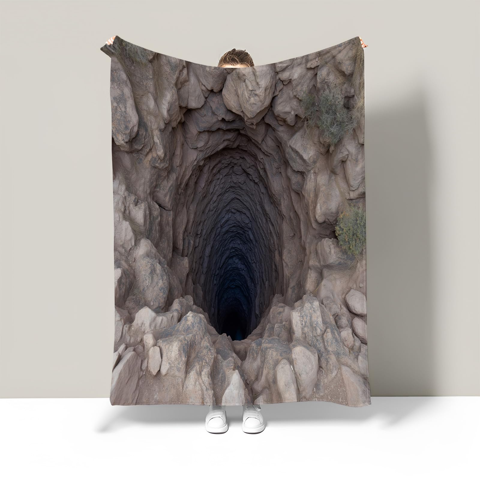 Couverture chaude et douillette en flanelle grise avec motif relief 3D