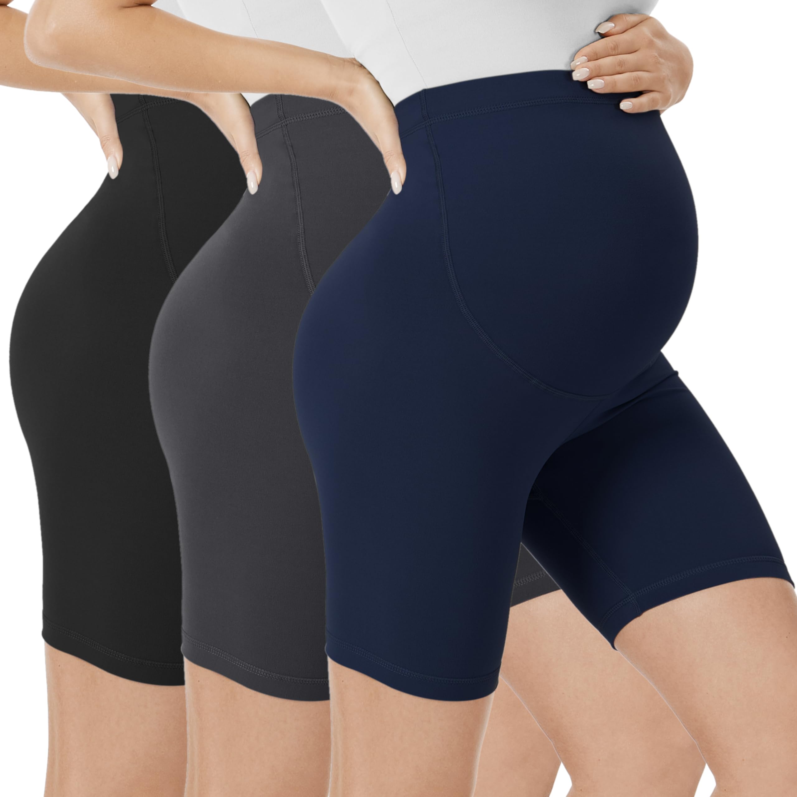 VALANDY Creamlush Maternity Shorts Over The Belly Pregnancy Biker Shorts Lounge Yoga Pants (S-XL) — view 33