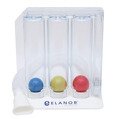 ELANOR we care life Spirometer 3 Ball Lung Exerciser for Breathing Exercise | Respirometer |Hygienic Washable & Portable Respiratory Exerciser, White for Adults, Pack of 1
