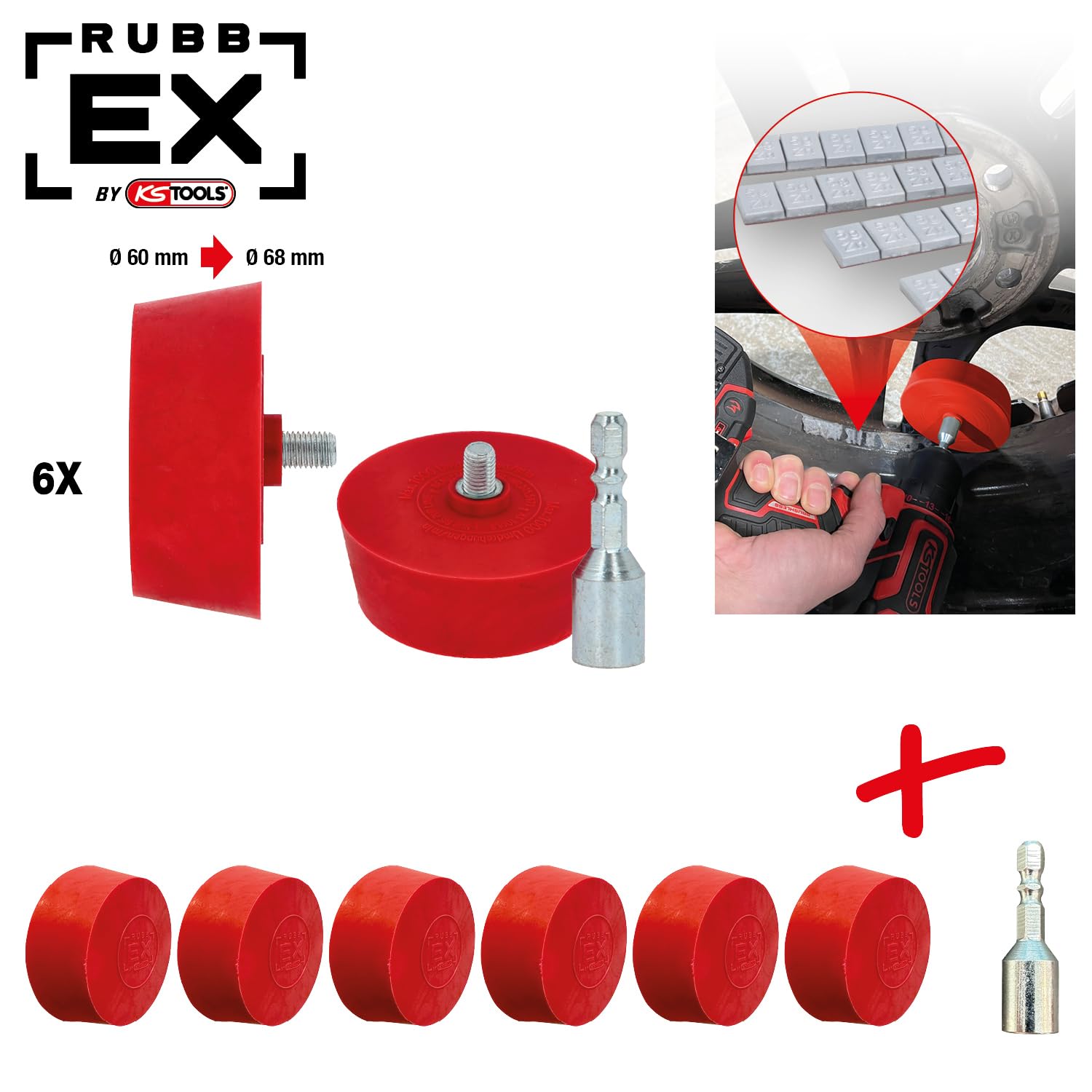 KS Tools 515.5476 Radierteller für Alufelgen, konisch, 6er Pack