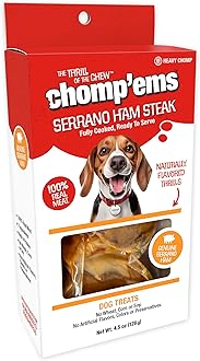 Chomp'ems Serrano Ham Steak, 1 Pack - Healthy, Protein Rich Treats for Dogs - Long Lasting Dog Chews