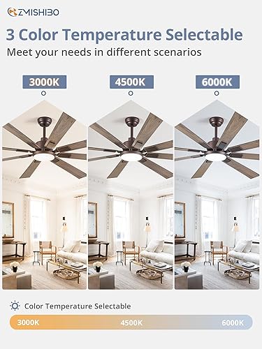 Miniatura 7 de ZMISHIBO Ventiladores de techo de bronce aceitado de 72 pulgadas con luces y control remoto, ventilador de techo de granja para interiores y