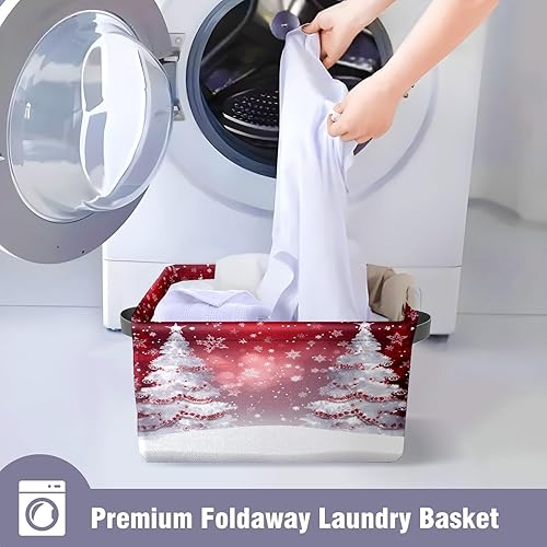 Miniatura 8 de Cesta de almacenamiento plegable de Navidad, impermeable, muñeco de nieve, árbol de Navidad, copo de nieve, camión, 10 x 14 x 8 pulgadas (10.2 x