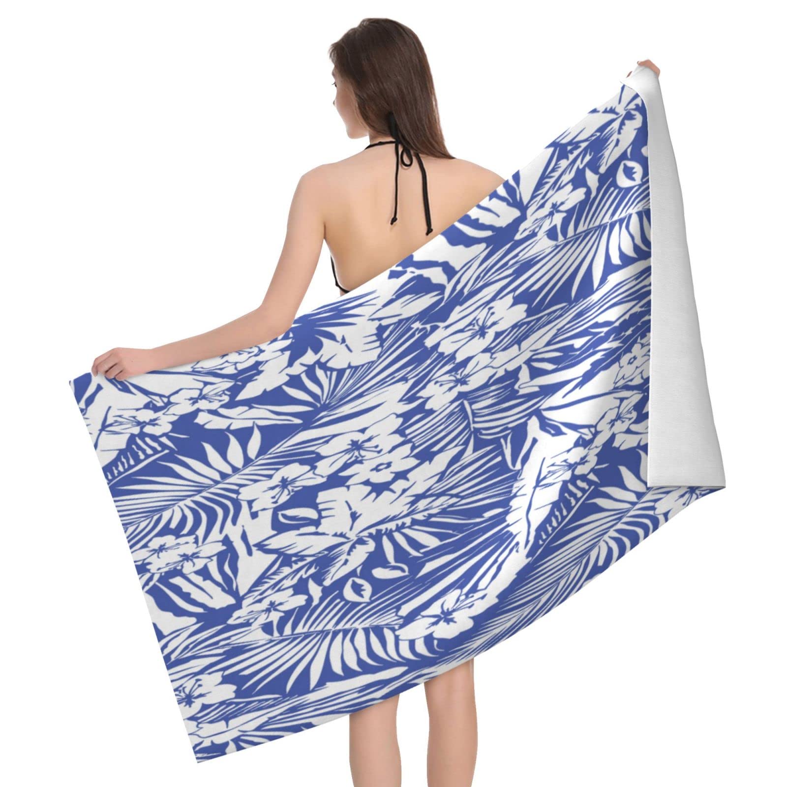 Lawenp Hawaiian Print Beach Towel, Lightweight Sand Free Quick Dry Microfiber Absorbent Bath Towel for Kids, Adults, Swimming, Bath, Yoga, Pool, Travel, Camping 32"X52"
