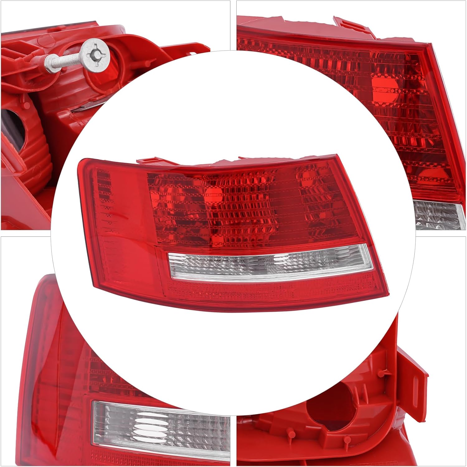 Driver Side Tail Light for 2006 2007 2008 Audi A6/Audi A6 Quattro/Audi S6 Halogen Left Rear Taillight Lamp OEM Part Number 4F5 945 095, Red Housing Clear Lens Replacement