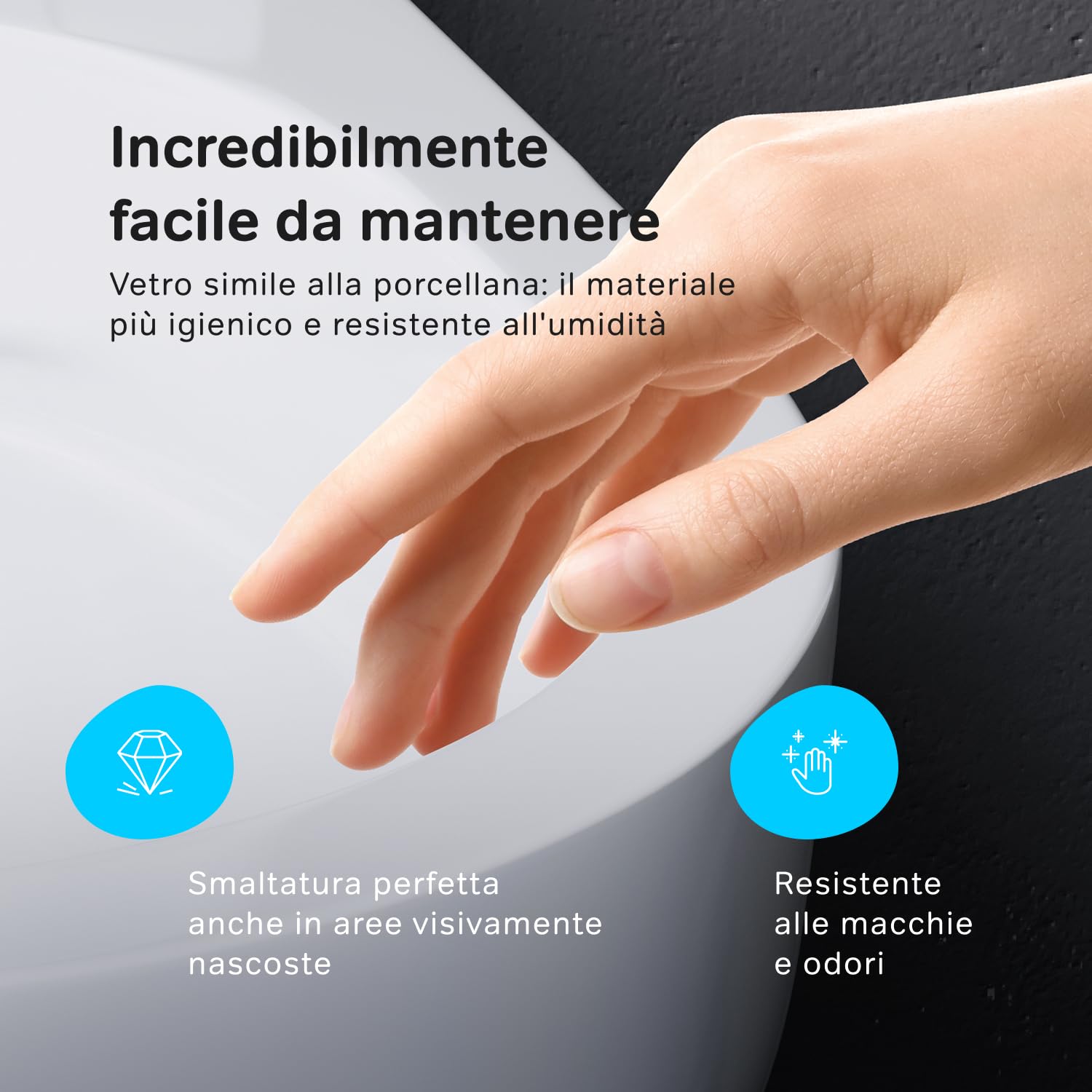 AM.PM Hit - WC sospeso senza bordo, sedile WC con abbassamento automatico, abbassamento automatico, WC sospeso senza bordo, in ceramica, con risciacquo profondo, FlashClean,
