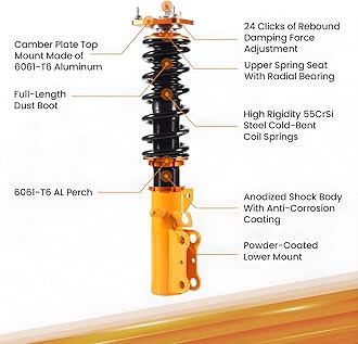 maXpeedingrods Coilover for Toyota Celica 1989-1999 FWD, 24 Levels Damping Adjustable Coilovers Suspension Kit Strut, Ride Height Adjustable Shock Absorber Struts, Amortiguador Lowering Kits Gold