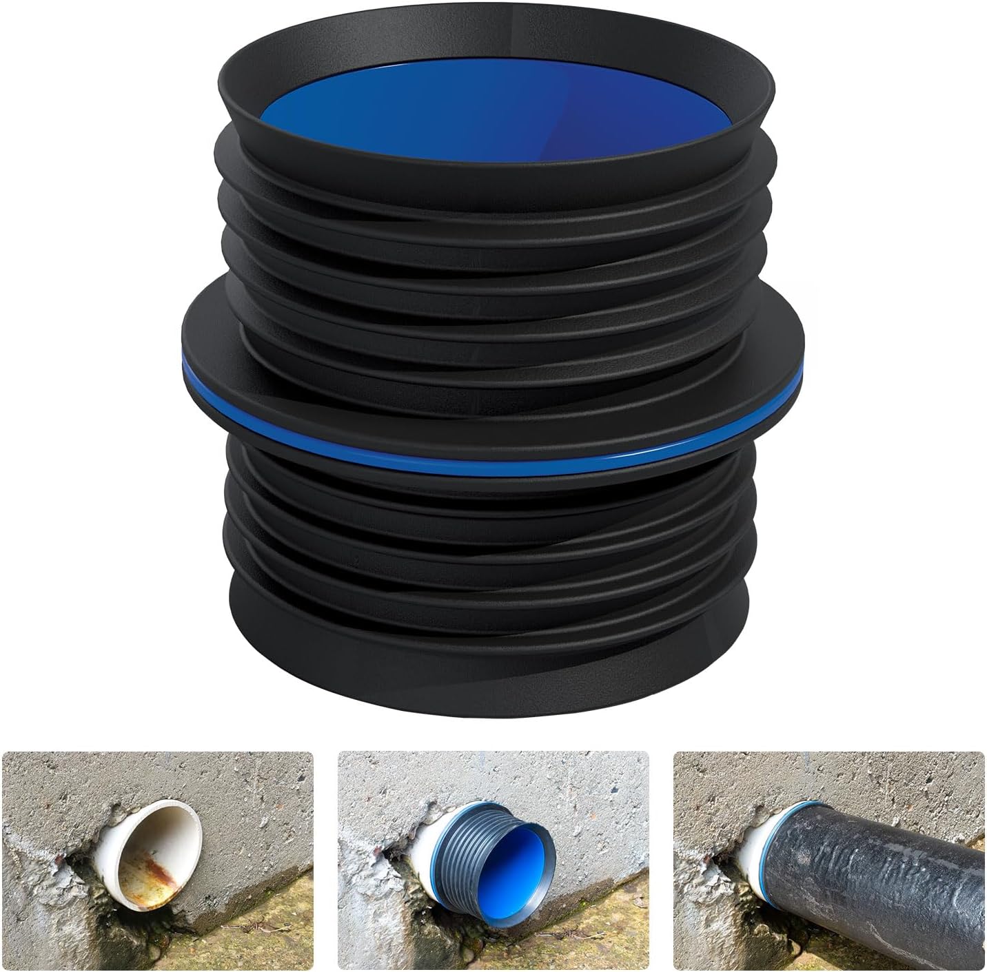 New Fernco 4 ICON Pushfit DWV Internal Coupling Sheared Off Pipe Connector, Plastic, Cast Iron and Copper