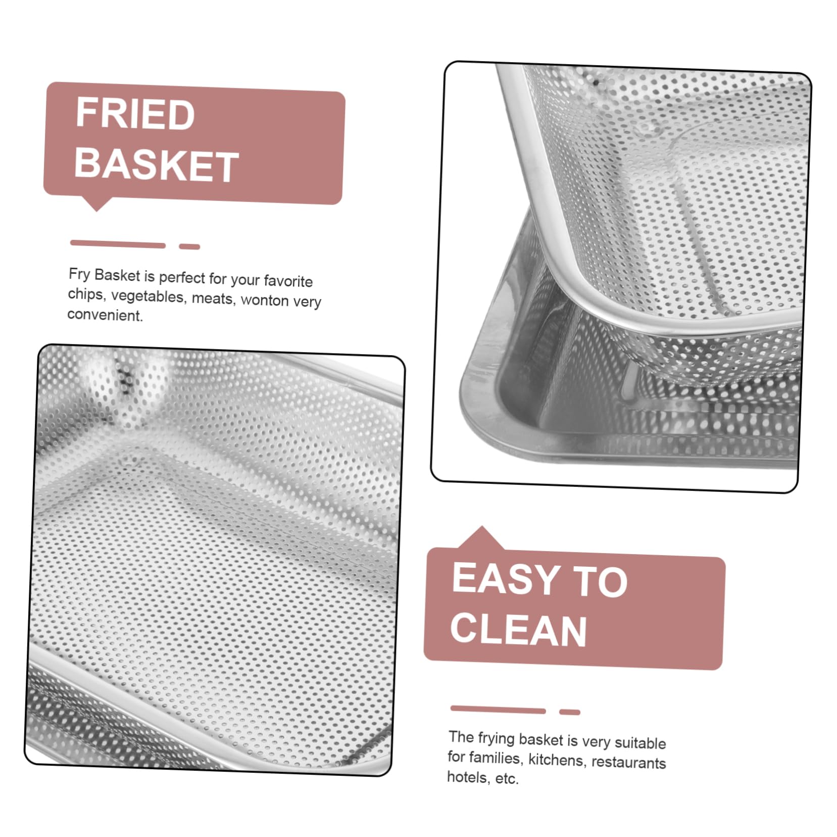 Cabilock Cestas De Metal para Freidora De Aire Cesta para Freír Antiadherente para Pollo Fideos y Alimentos
