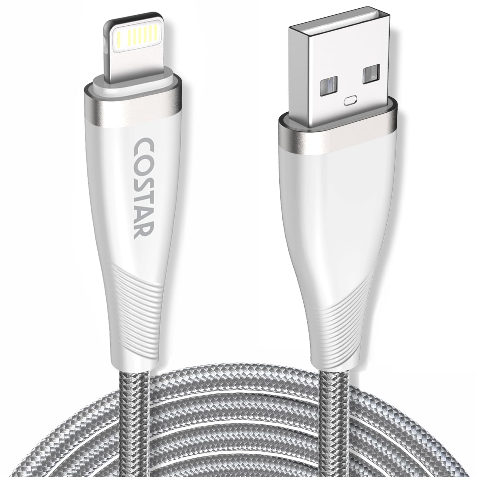 USB To Lighte-ning Cable,3A Nylon Braided Charger Cable Cord Usb Power Fast Charging Data Sync Transfer Cord Compatible With iPhone 14/13/12/11/Xs Max/Xr/X,Ipad(2M,Grey)