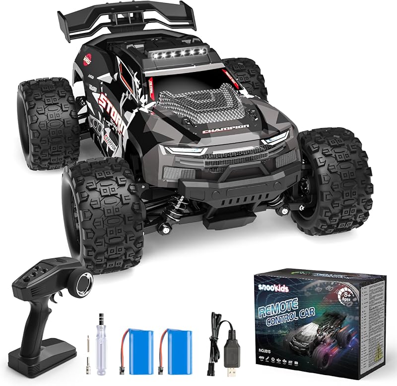 snookids Voiture Télécommandée - 2,4 GHz Voiture RC Rapide Tout Terrain 40 km/h avec Lumières 1:18, 