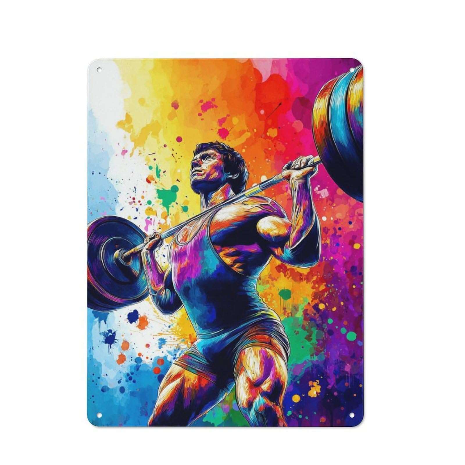 Junmoney Colorful Fitness Weightlifting Strength Tin Sign 40X30cm With For Living Room Wall, Rustic Decor, For Living Room Decor Lovers