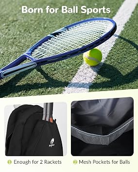 Tennis Bag Fits Two 27 Rackets, Tennis Backpack with Wet & Shoe Compartment, Gym Backpacks for Sports Pickleball