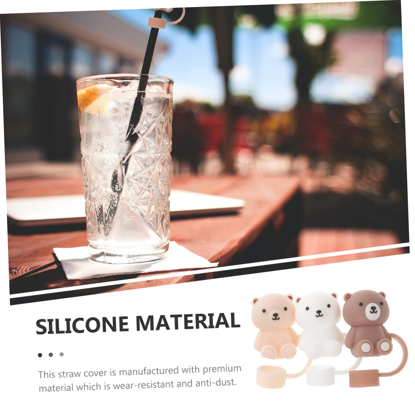 PRETYZOOM 15stücke Silikon-strohhalm-cover Mit Cartoon-bären Wiederverwendbare Silikon-strohhalmkappen Spritzwassergeschützt Und Einfach Zu Reinigen Für Partys Und Outdoor-aktivitäten
