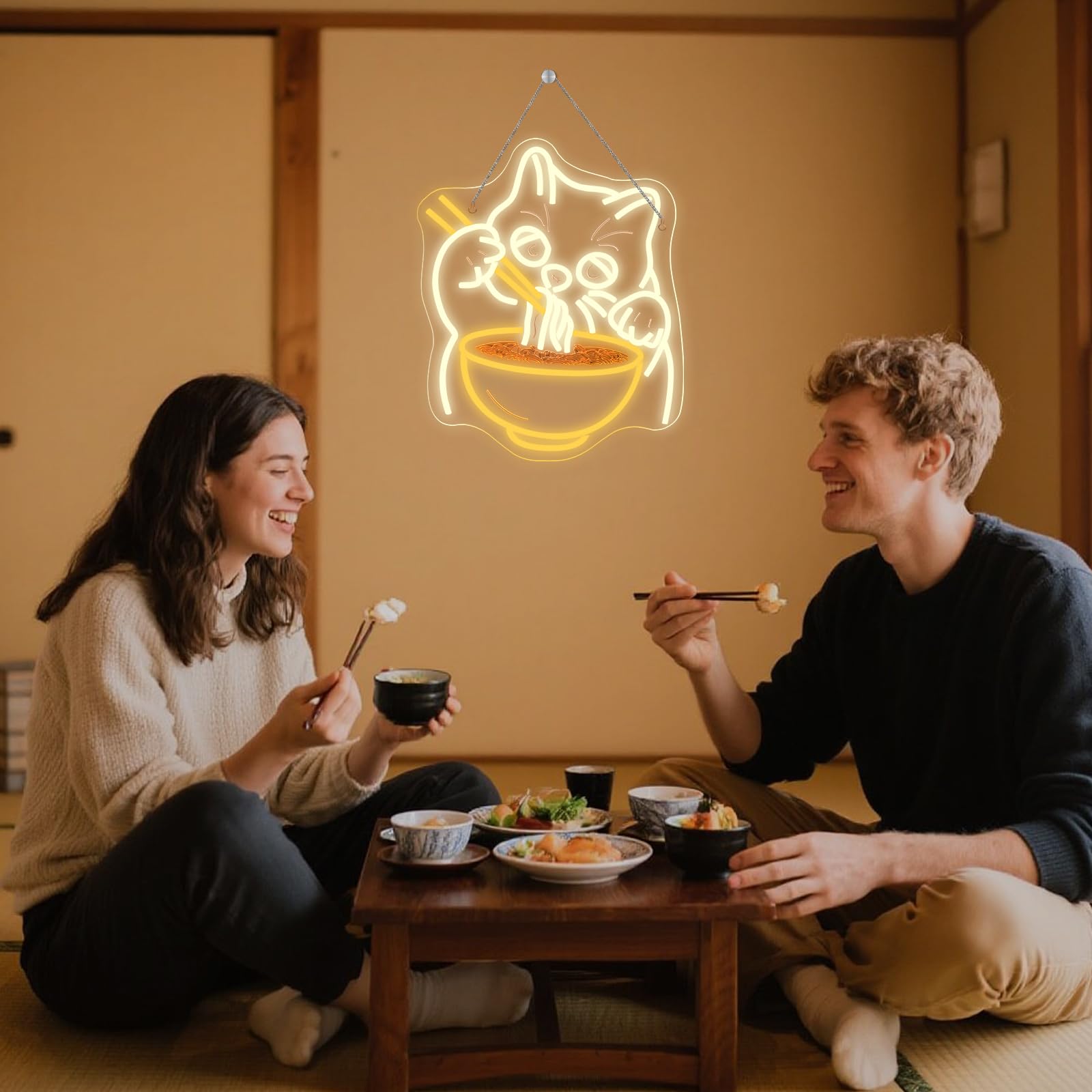 VYXIN Ramen Cat Neon Light Sign,Ramen Cat Neon Sign for Decor,Led Signs for Wand Decoration,Kitchen,Ramen Shop,Restaurant,Living room,Bedroom - Image 2