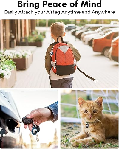 Miniatura 9 de UNBREAKcable Paquete de 4 fundas AirTag con llavero diseño de cerradura ligera protección contra rayones, funda protectora de soporte seguro para