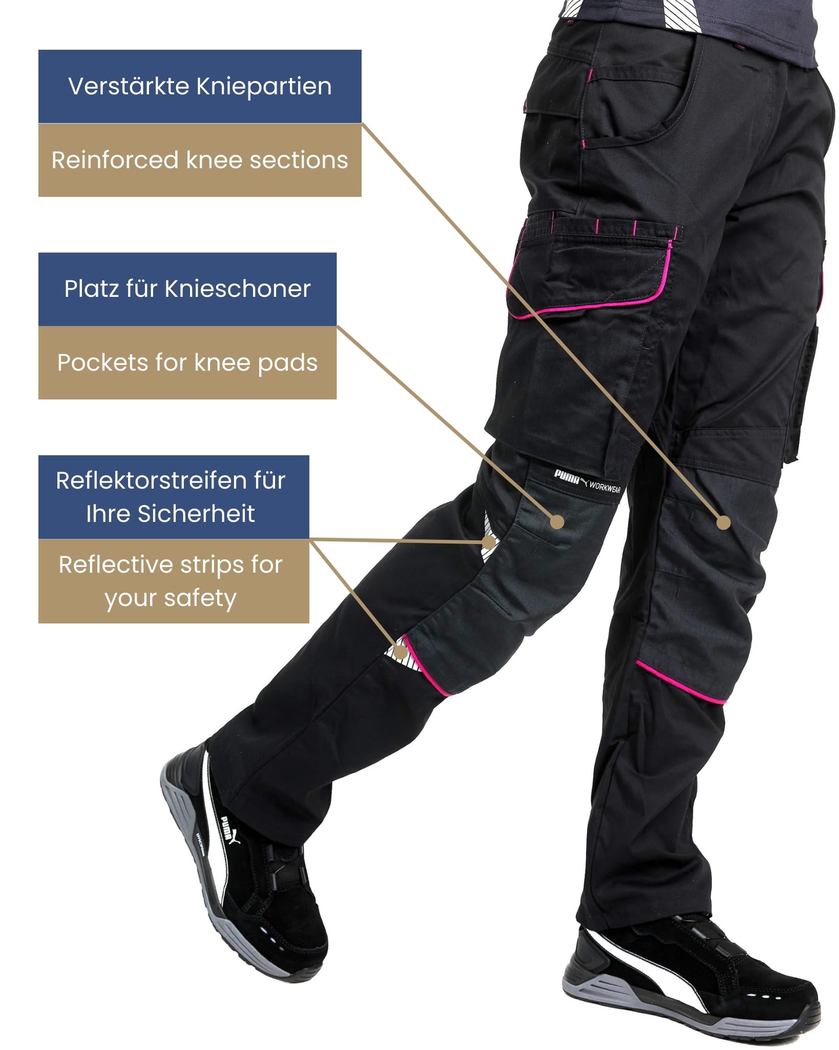 PUMA Workwear Precision X Pantalon de Travail pour Femmes, Nombreuses Poches & Genoux renforcés - Idéal pour Les Artisans, Les ouvriers de Production et de Construction