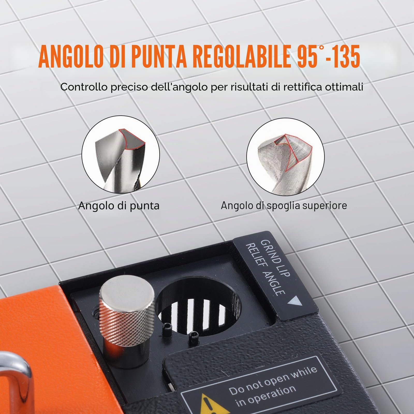 VEVOR Affilatrice per punte da trapano, MR-13A, affilatrice per punte da trapano da 3-13 mm, angolo di 95° a 135°, affilatrice portatile, con 11 pinze, ruota CBN per HSS