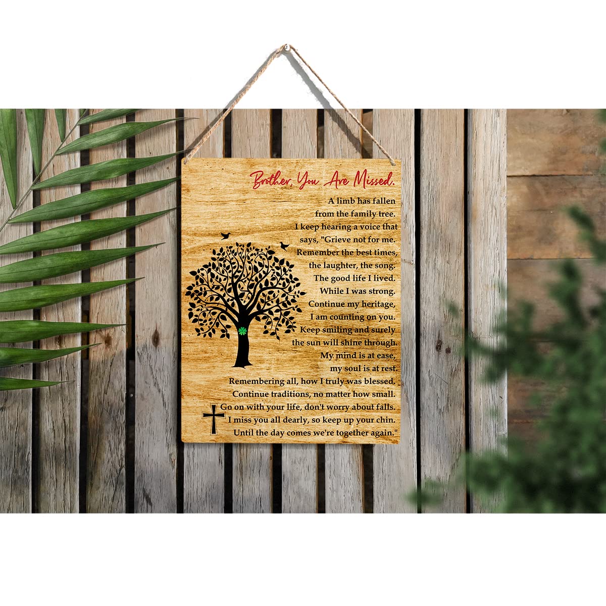 Memorial Gifts for Loss of Brother - Sympathy Gifts for Loss of Brother, Loss of Brother Sympathy Gifts, Bereavement Gifts for Loss of Brother Wood Hanging Signs Plaque 8