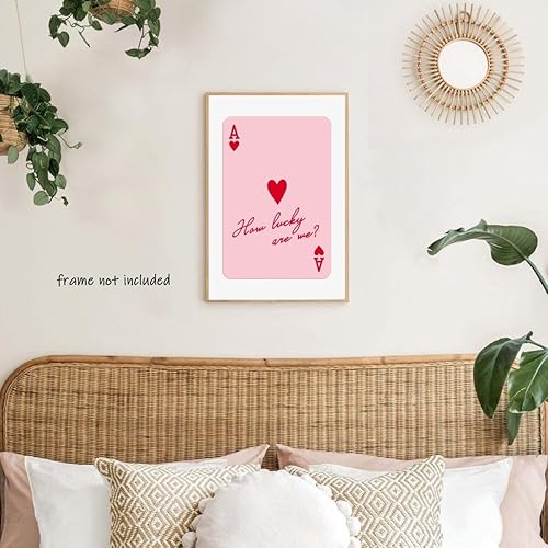 Miniatura 4 de Arte de pared moderno As de corazones, póster con texto en inglés How Lucky Are We, impresiones en lienzo estéticas retro, pósteres de cartas de