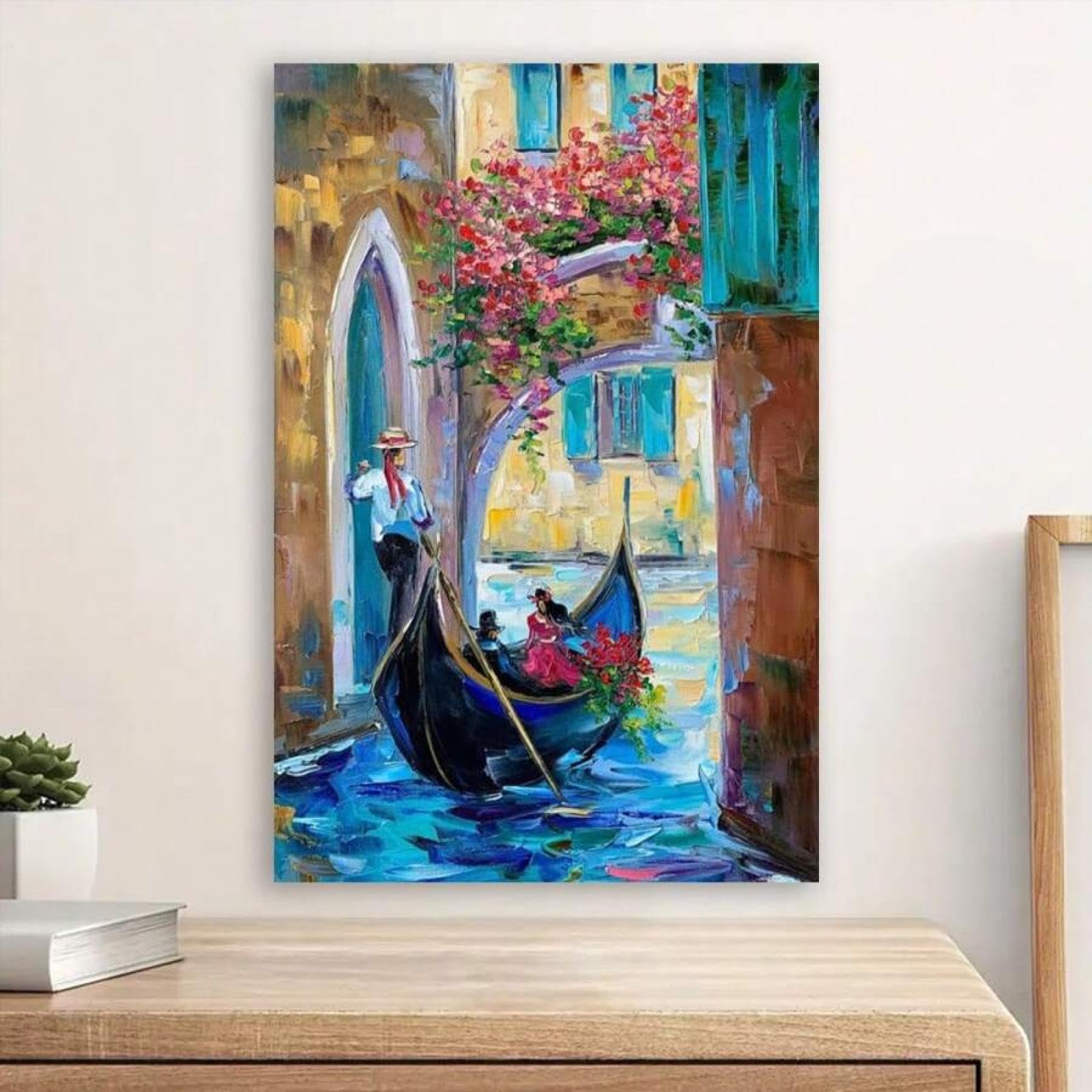 XBTYKPB Oil Painting Poster Prints ，Boat Canvas Wall Art Home Decor ，Wall Art Posters For Room Aesthetic Poster ，Bedroom Kitchen 50x70cm Withframe