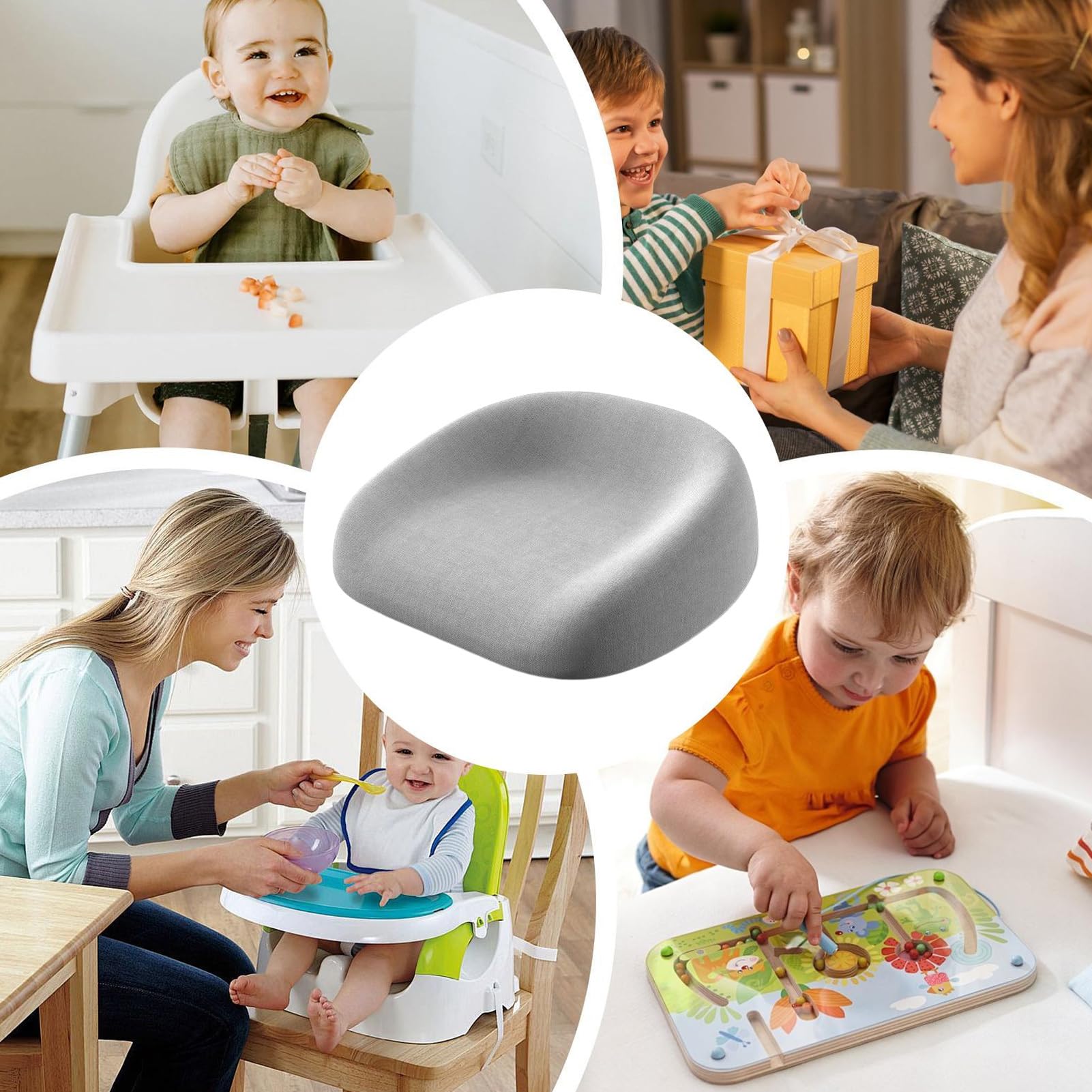 Auftriebssitz Für Küchenstuhl, Kinderverstärker Sitz Für Esstisch | Erhöhung Des Essstuhlkissens Mit Verstellbaren Gurten Und Rutschboden | 13,7 X 14,9 X 2,3 Zoll, Abnehmbare Baumwollhöher