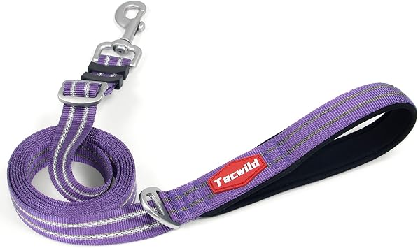 Adjustable Dog Leash with Soft Padded Handle, Reflective Long Lead for All Breeds Dogs, Heavy Duty Long Line Leash for Dog Walking and Training Purple-M