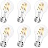 A19 E26 Base Dimmable Edison LED Bulb, 4W(40 Watt Equivalent) Stepless Dimming Light Bulbs 470lm, 3000K Soft Warm White, Vintage Clear Glass LED Filament Bulb for Home, Wall Sconce, Chandelier, 6 Pack