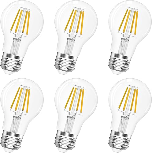 Bombilla LED Edison A19 E26 con base regulable, 4 W (equivalente a 40 vatios), bombillas de atenuación continua de 400 lm, 3000 K blanco cálido