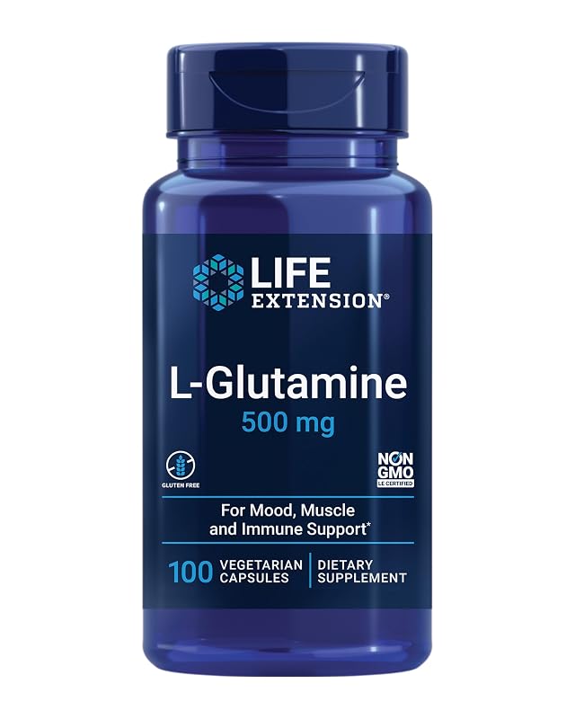 Life Extension Suplemento de L-Glutamina 500 mg 100 cápsulas vegetarianas