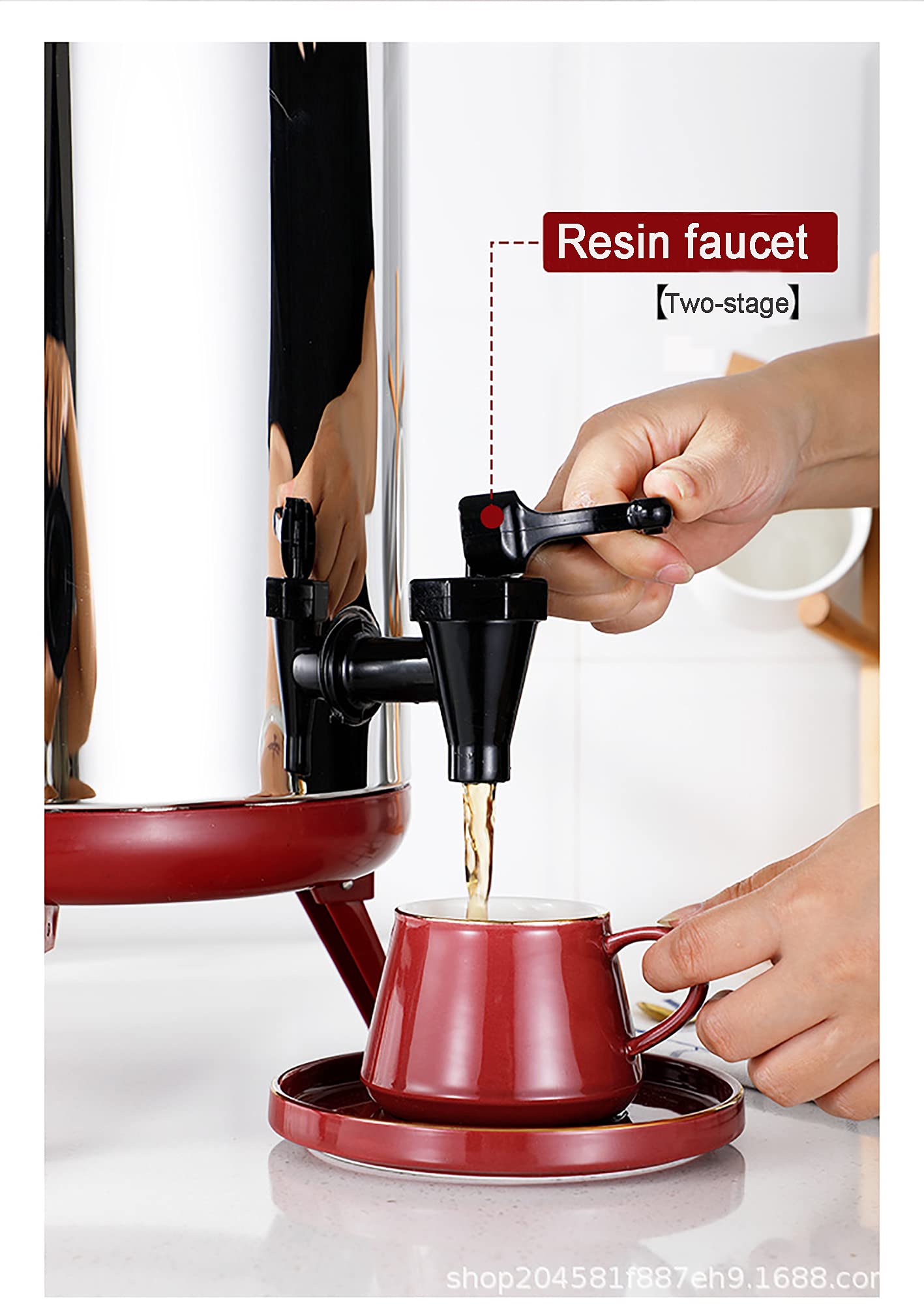 304 acero inoxidable doble capa aislamiento barril trípode plegable con grifo fermentación barril (rojo, 10L)