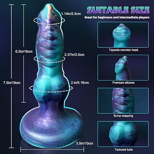 Miniatura 6 de Consoladores de dragón vibrador de juguete sexual, consolador anal pequeño monstruo de fantasía de 7.08 pulgadas, consolador de fantasía con ventosa