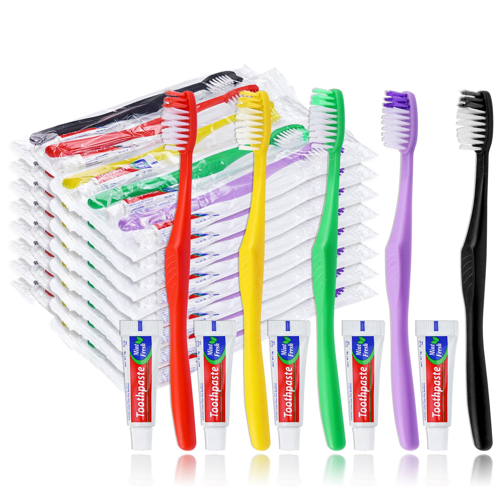 HAIFOTRVA 100pcs Disposable Toothbrushes with Toothpaste,Single Use Toothbrush with Toothpaste Individually Wrapped Disposable Travel Toothbrushes Kit