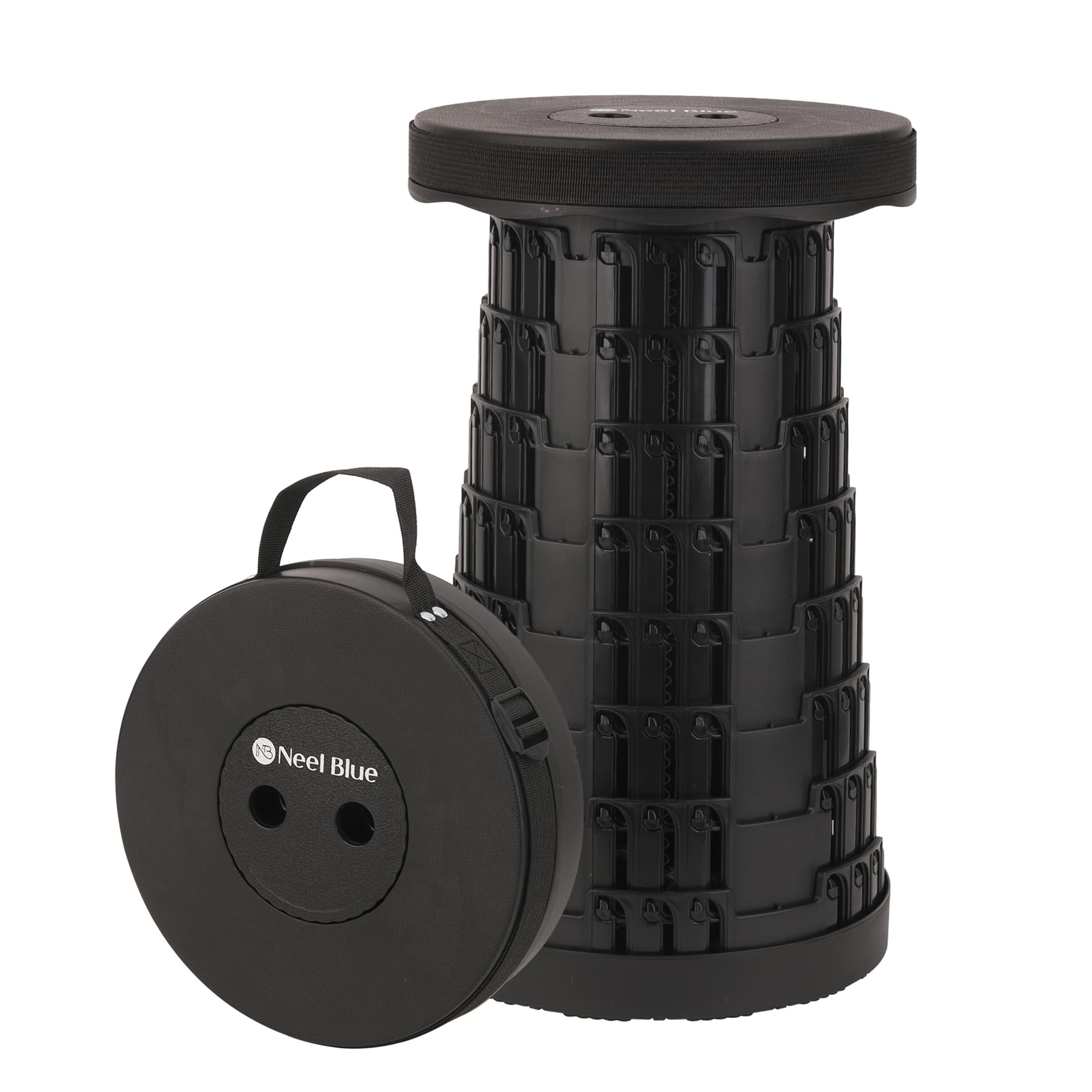 Trimming Shop Telescopic Folding Stool Portable Seat 440lbs, Black โ image 1