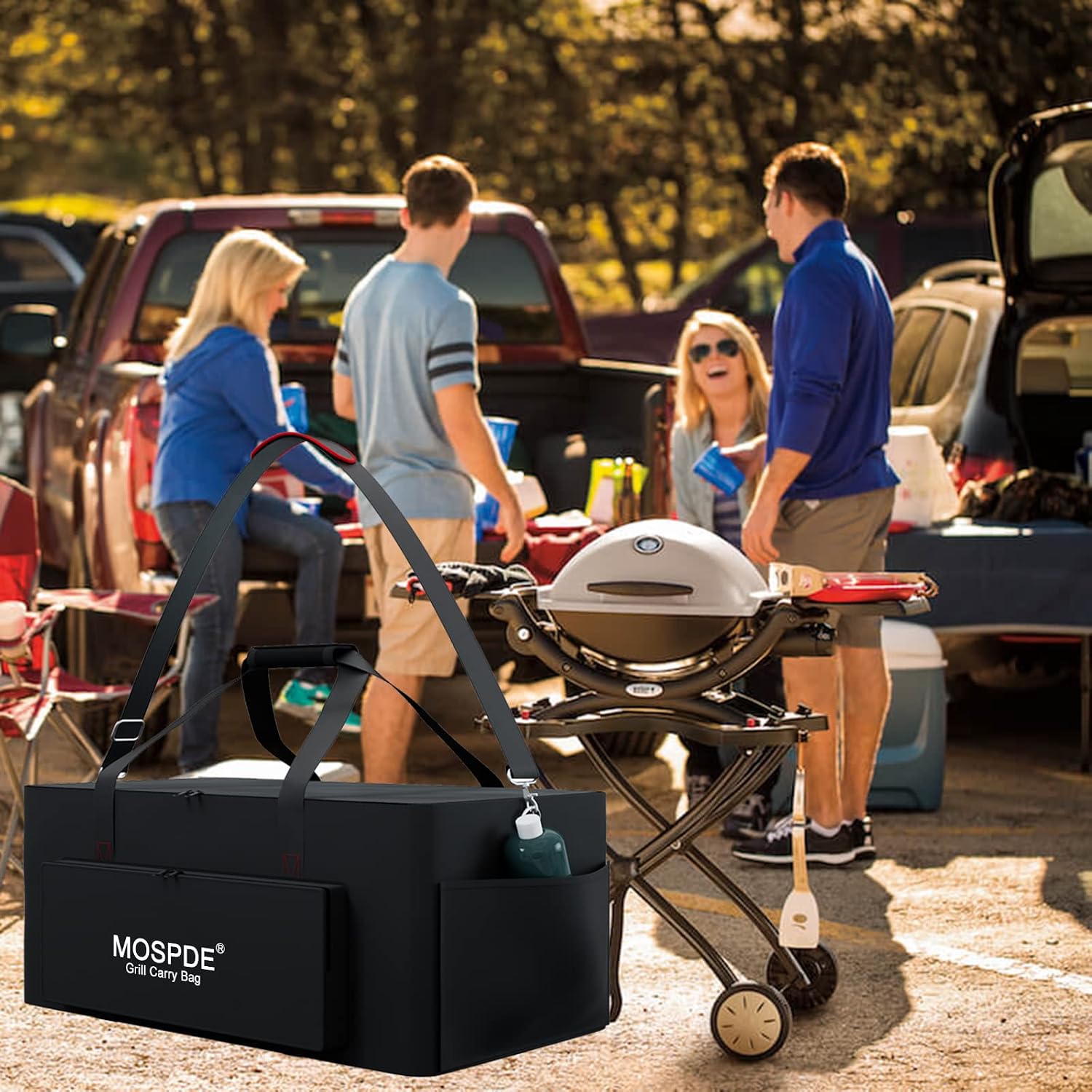Grill Carry Bag for Weber Q1200 Q1000 Propane Gas Grill, Portable Grill Cover Compatible with Weber Q1400 Electric Grill, 600D Heavy Duty Water-Resistant Griddle Carry Bag for Camping and Barbecue