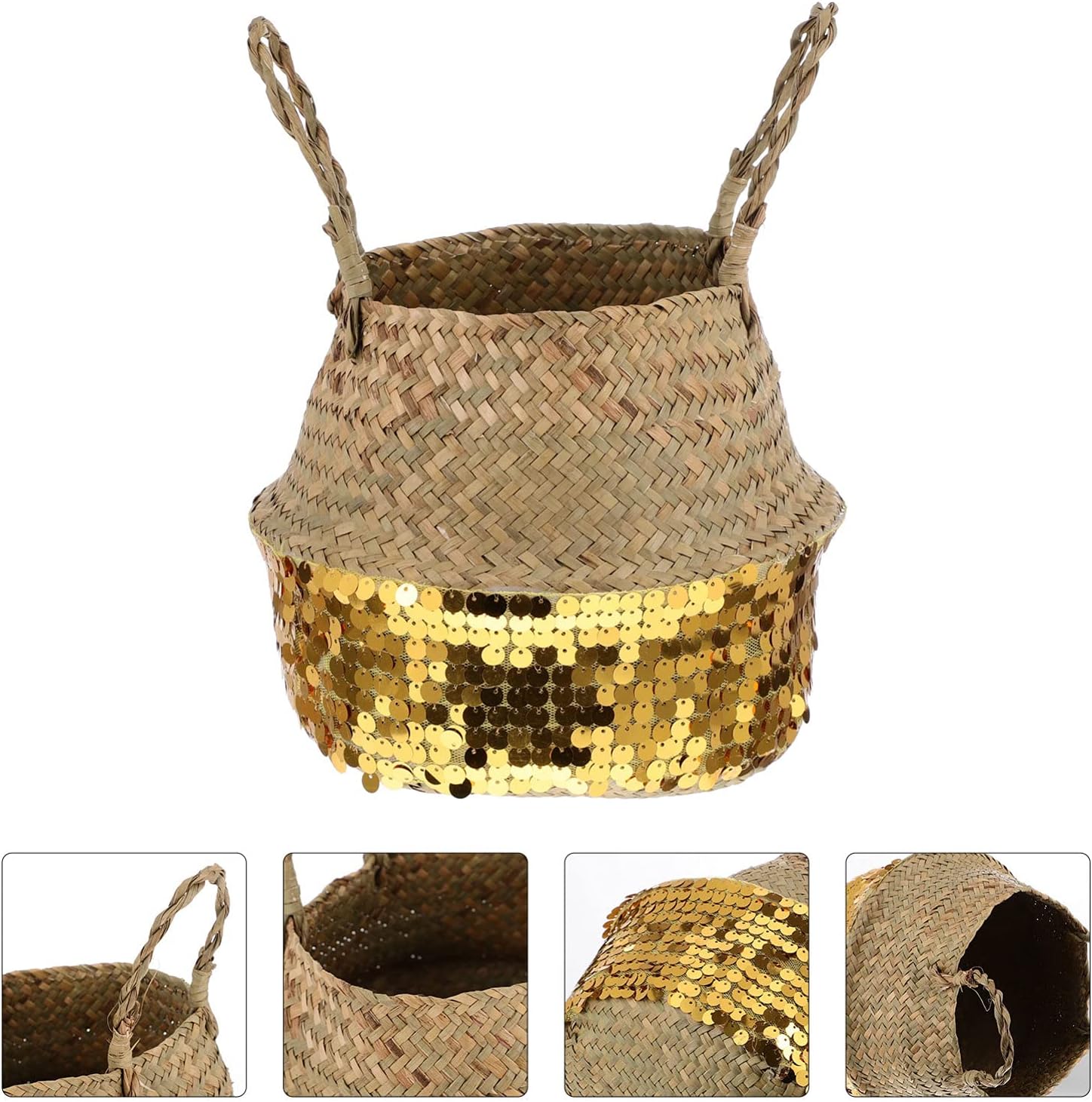 Zerodeko 3pcs Handmade Flower Storage Basket Woven Sundries Organizer Stylish Decorative Storage for Home Capacity Material for Living Room Balcony Garden