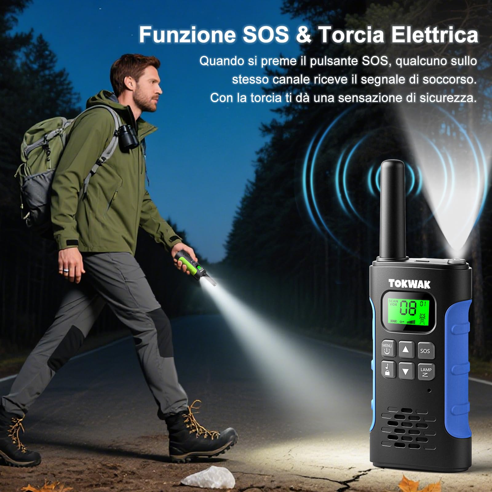 4 Pezzi Walkie Talkie Ricaricabile con Batteria, Walkie-Talkies per Bambini e Adulti, 16 Canali Lungo Raggio Walkie Talkie con Torcia Funzione VOX, Walki Talki per Campeggio Escursioni