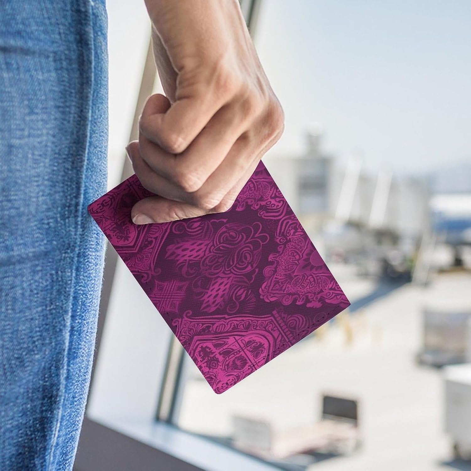 Light Magenta And Violet Passport Cover for Women Men Fashion Passport Holder Cover Portable ID Card Protector Case Holder Exquisite Travel Document Organizer for Must Haves Gifts image 3