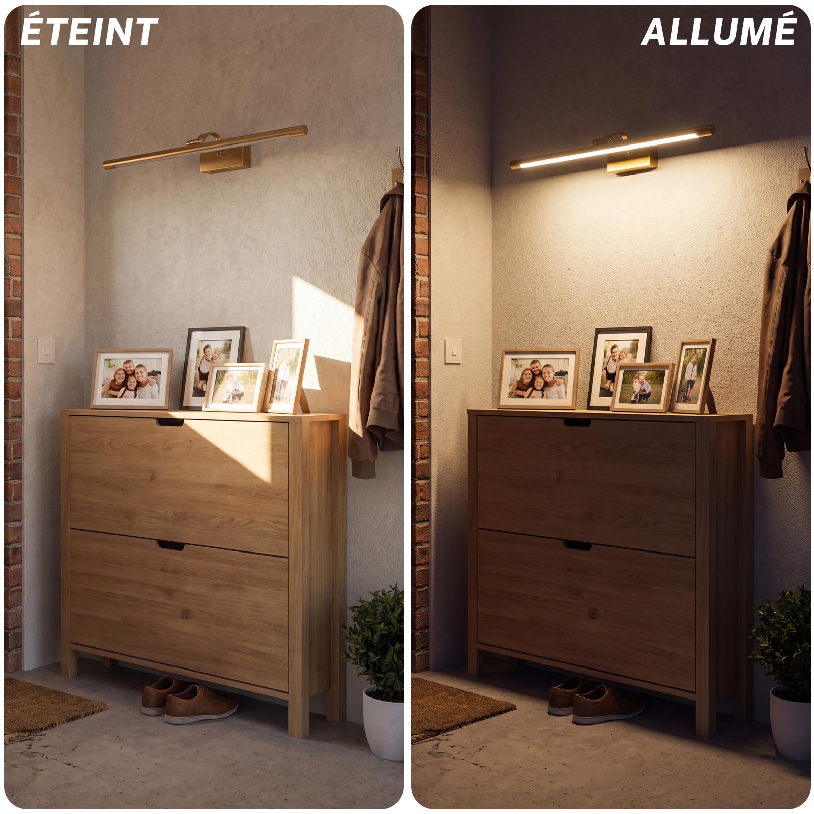 Lampe Miroir Salle de Bain 60cm, 3 températures de couleur Applique Murale LED Luminaire en Laiton 12W 630LM, IP44 Lumiere Moderne pour Rasage et Maquillage
