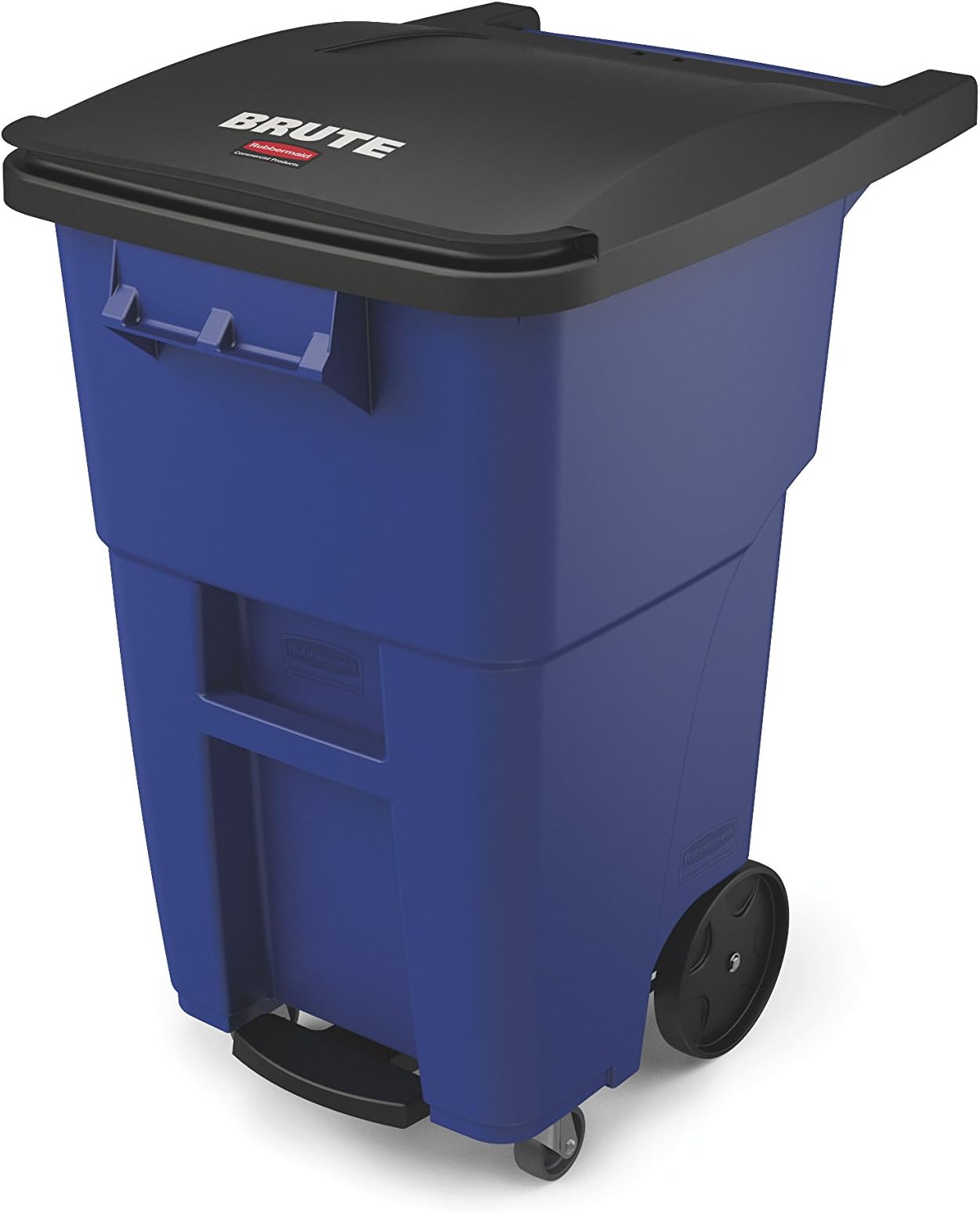 Rubbermaid 1971964 BRUTE 50 Gal Step-On Rollout Container with Casters, Resin, Blue