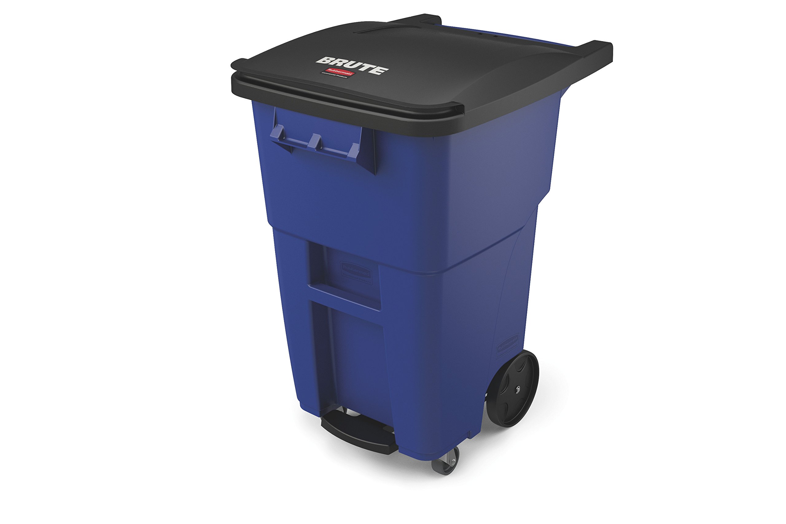 Rubbermaid 1971964 BRUTE 50 Gal Step-On Rollout Container with Casters, Resin, Blue