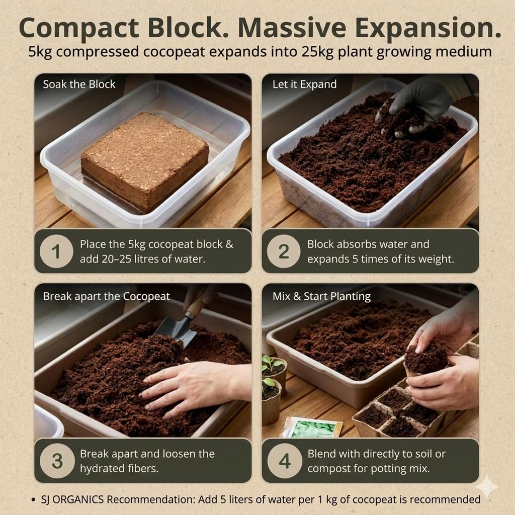 Cocopeat Brick 5kg - Organic Soil Substitute -10