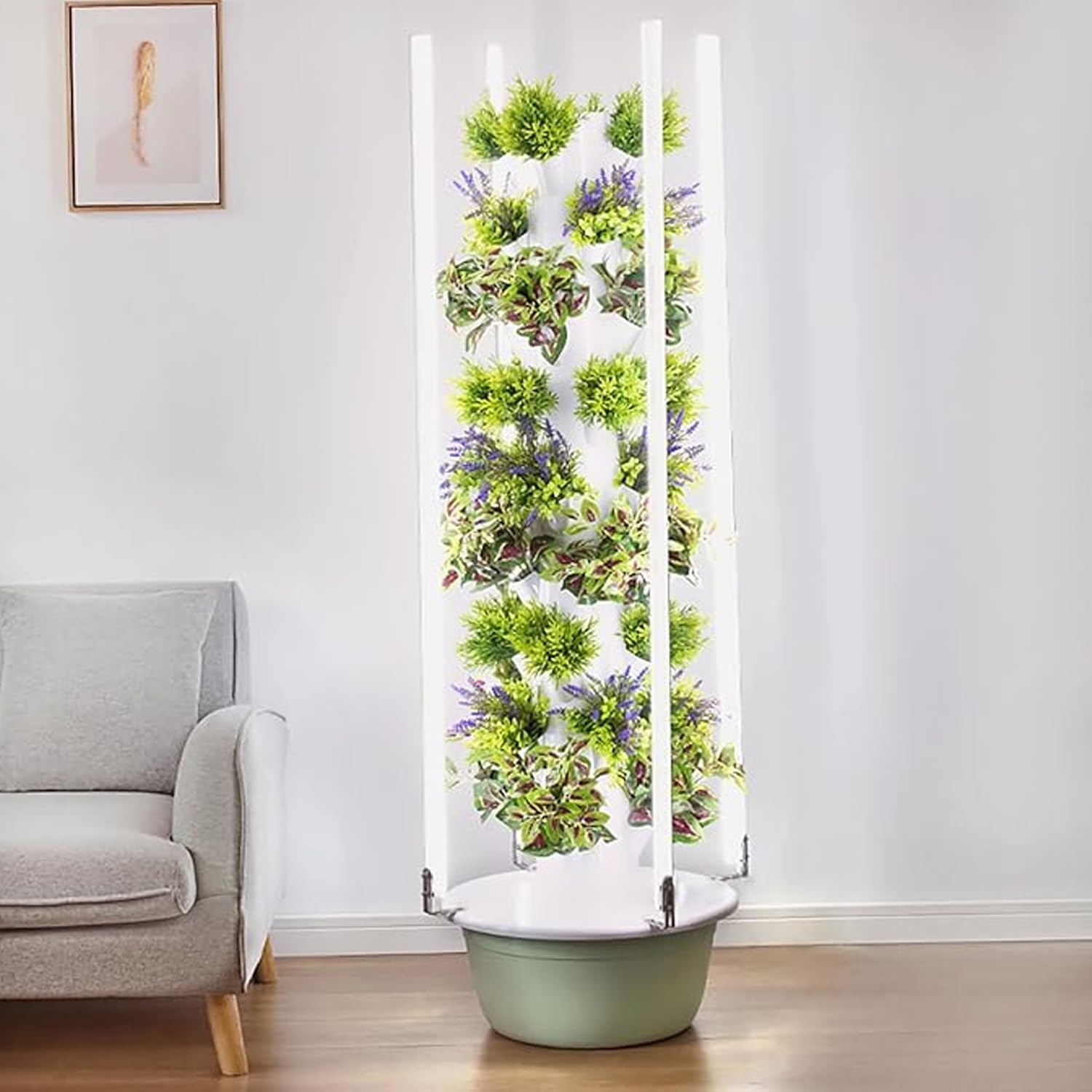 Hydroponisches Anbausystem, Hydroponischer Turm, Hydroponisches Keimungsset, Indoor-Vertikalturm-System-Kit für grünes Gemüse und Obst, für Kräuter, Obst und Gemüse, 9 Schichten