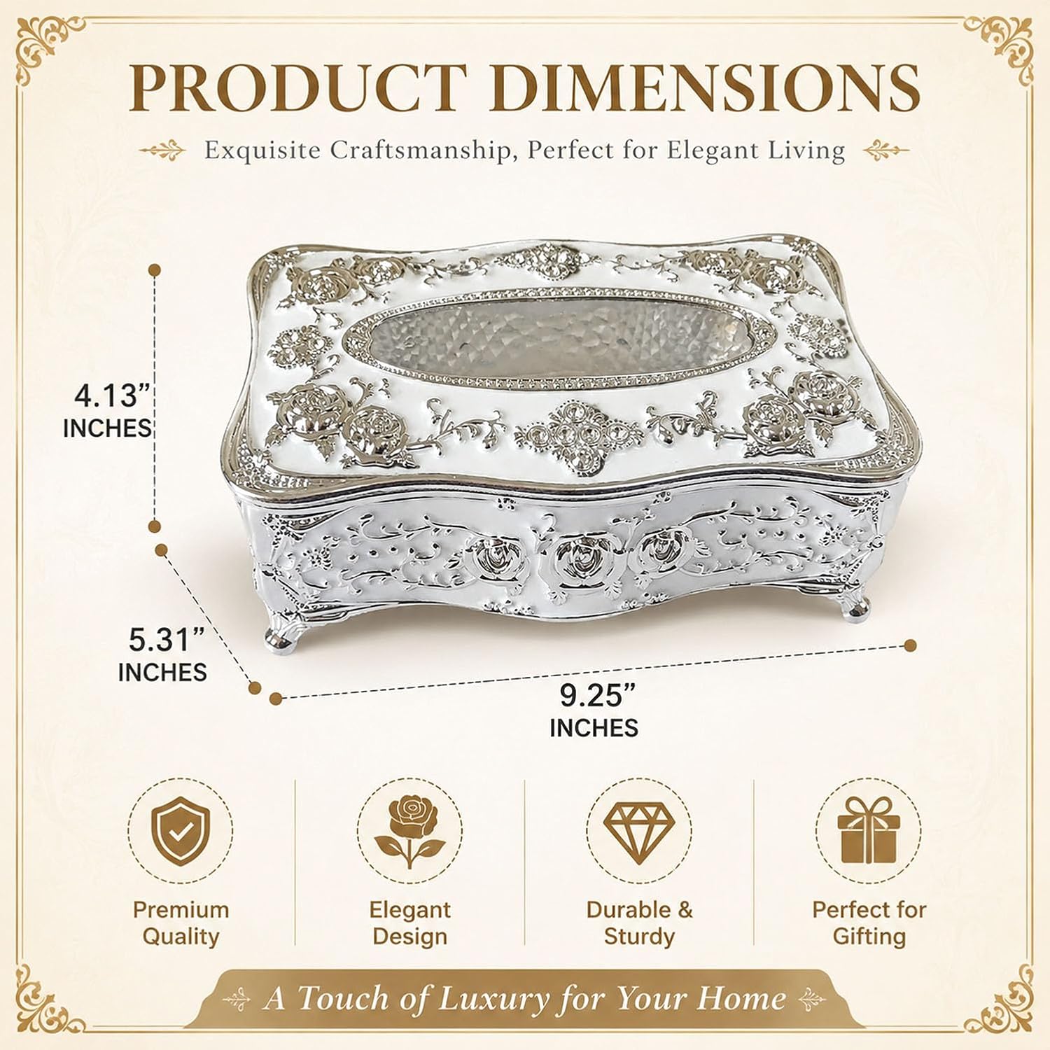 Luxury Rococo Style Rhinestone Tissue Box Cover Acrylic for Bathroom Vanity image 5