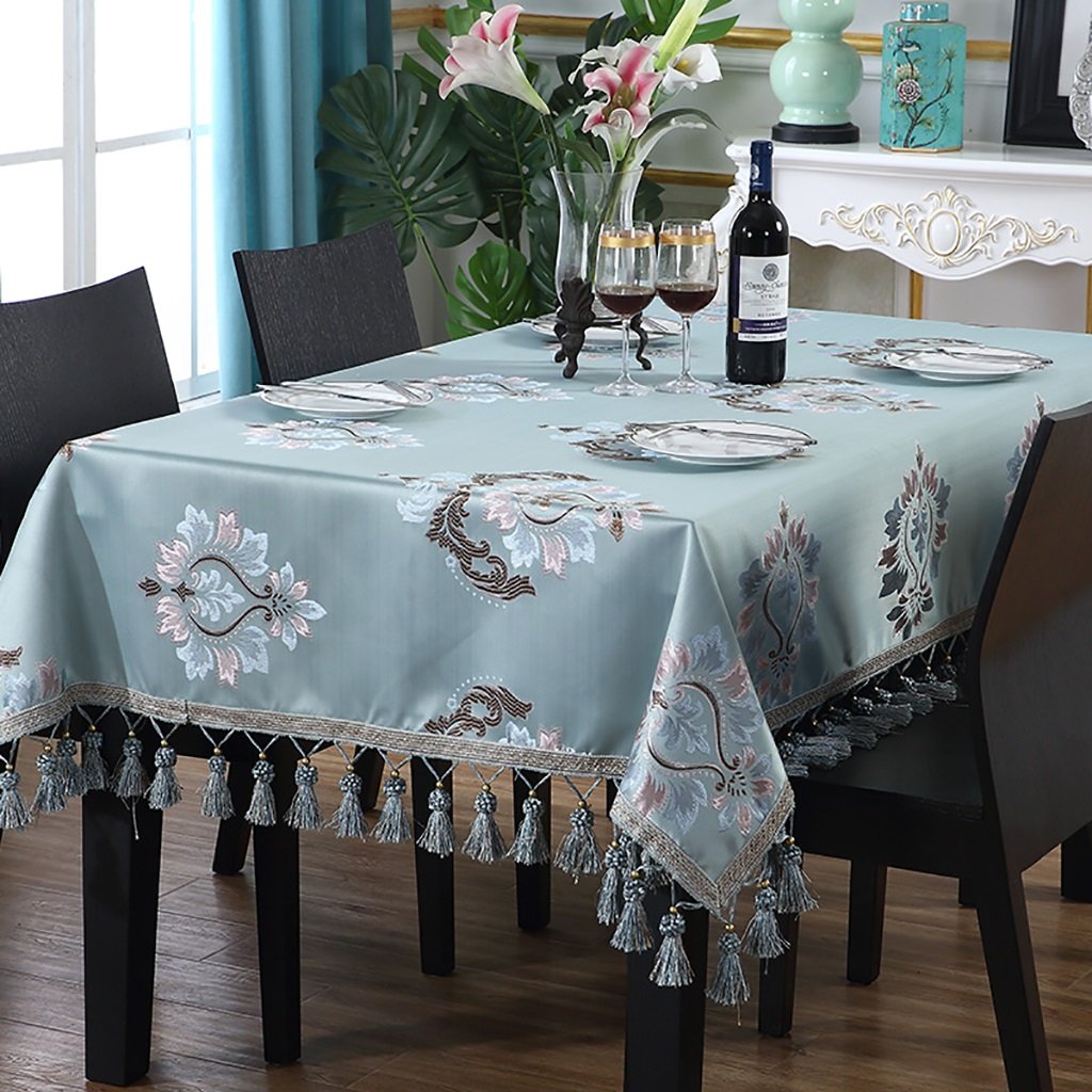 Nappe en lin brodé haut de gamme style rétro pour table rectangulaire de ménage