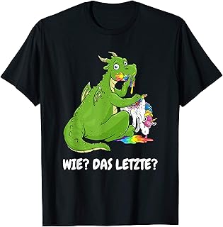 lustiger Drachen Shirt das letzte Drache frisst Einhorn T-Shirt